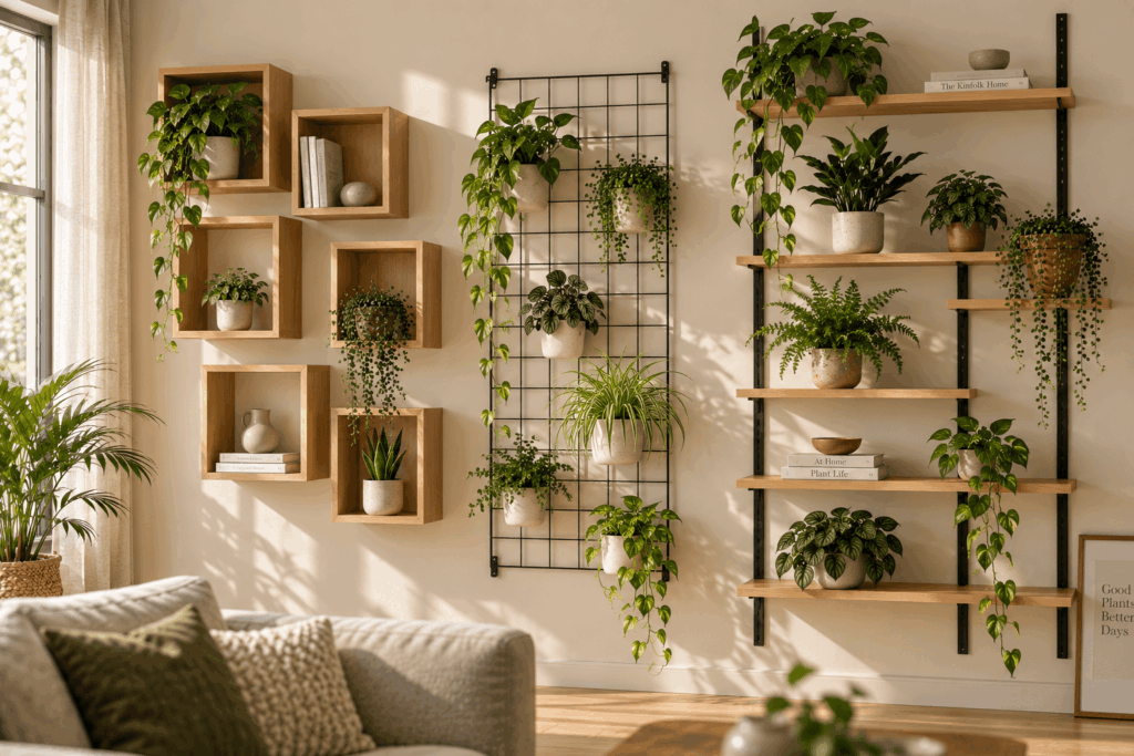 Cube shelves wire grid and adjustable rail plant systems compared